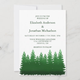 Waterverf Woodland Pines bruiloft Kaart