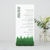 Waterverf Woodland Pines bruiloft Menu (Staand voorkant)