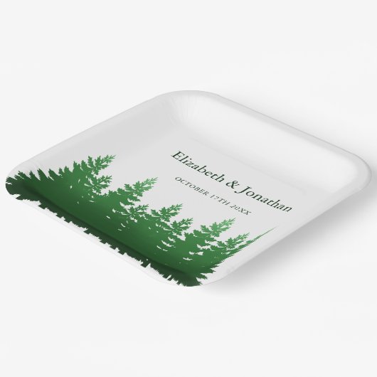 Waterverf Woodland Pines bruiloft Papieren Bordje (Gebogen)