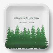 Waterverf Woodland Pines bruiloft Papieren Bordje (Voorkant)