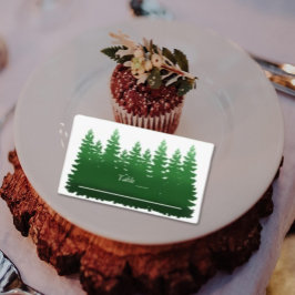 Waterverf Woodland Pines bruiloft Plaatskaartje