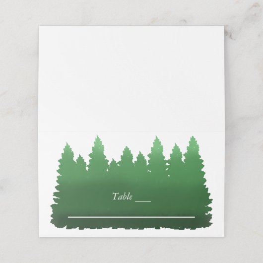 Waterverf Woodland Pines bruiloft Plaatskaartje (Buitenkant ongevouwen)