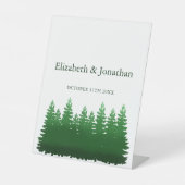 Waterverf Woodland Pines bruiloft Reclamebord Met Voetstuk (Voorkant)