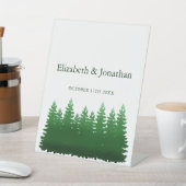 Waterverf Woodland Pines bruiloft Reclamebord Met Voetstuk (Insitu)