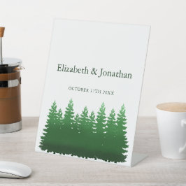 Waterverf Woodland Pines bruiloft Reclamebord Met Voetstuk