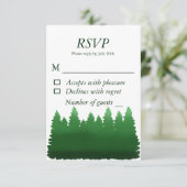 Waterverf Woodland Pines bruiloft RSVP Kaartje (Staand voorkant)