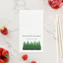 Waterverf Woodland Pines bruiloft servetten