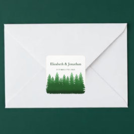 Waterverf Woodland Pines bruiloft Vierkante Sticker
