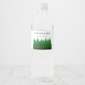Waterverf Woodland Pines bruiloft Waterfles Etiket (Voorkant)