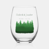 Waterverf Woodland Pines bruiloft Wijnglas Zonder Voet (Voorkant)