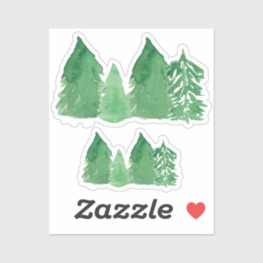 Waterverf Woodland Pines Sticker (Vel)