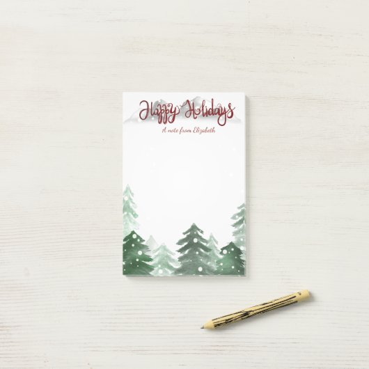 Waterverf Woodland,Prettige feestdagen Post-it® Notes (Op bureau)