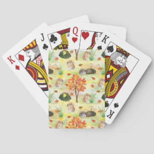 Waterverf Woodland Rabbit, Hedegel Pokerkaarten