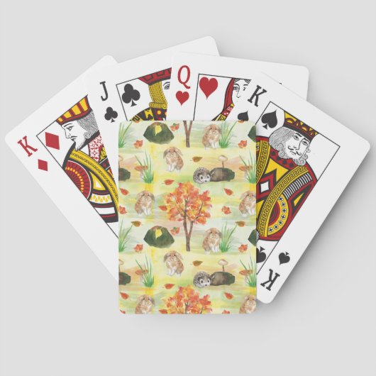 Waterverf Woodland Rabbit, Hedegel Pokerkaarten (Achterkant)