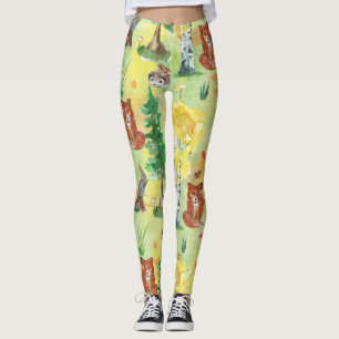 Waterverf Woodland Rabbit, Hedegel, vos Leggings