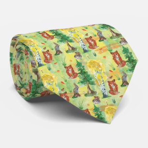 Waterverf Woodland Rabbit, Hedegel, vos Stropdas