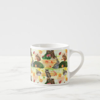 Waterverf Woodland Rabbit, owl, eekhoorn, egel Espresso Kop