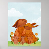 Waterverf Woodland Rabbits kinderkamer Poster (Voorkant)