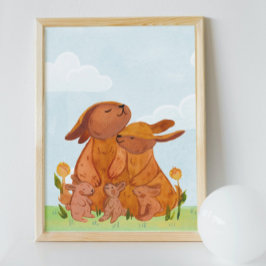 Waterverf Woodland Rabbits kinderkamer Poster
