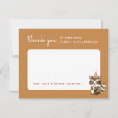 Waterverf Woodland Racoon Polka Dot Baby shower Bedankkaart (Voorkant)