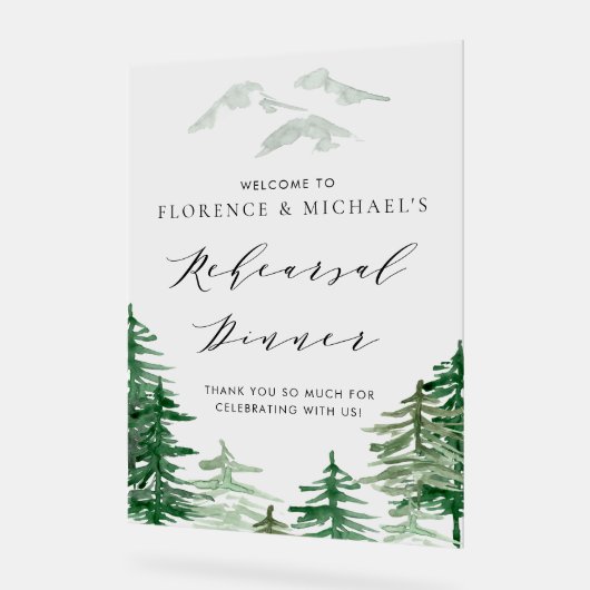 Waterverf Woodland Rehearsal Dinner Welcome Acryl Bord (Hoek)