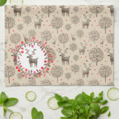 Waterverf Woodland Reindeer Pattern Earth Tone Theedoek (Gevouwen)
