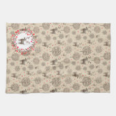 Waterverf Woodland Reindeer Pattern Earth Tone Theedoek (Horizontaal)