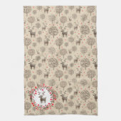 Waterverf Woodland Reindeer Pattern Earth Tone Theedoek (Verticaal)