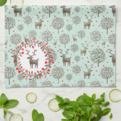 Waterverf Woodland Reindeer Pattern Zee Green Theedoek (Gevouwen)