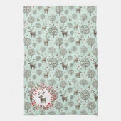 Waterverf Woodland Reindeer Pattern Zee Green Theedoek (Verticaal)