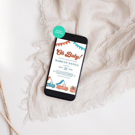 Waterverf Woodland Rood Blauw Baby shower Kaart