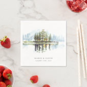 Waterverf Woodland rustieke Lake bruiloft Servet (Insitu)