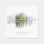 Waterverf Woodland rustieke Lake bruiloft Servet (Voorkant)
