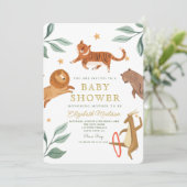 Waterverf Woodland Safari Dieren Schattige qr code Kaart (Staand voorkant)