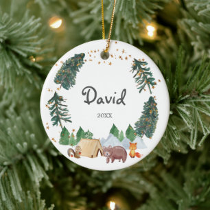 Waterverf Woodland sierjongen Keramisch Ornament