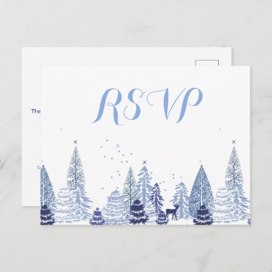 Waterverf Woodland Snowflakes Winter Uitnodiging Briefkaart (Voorkant / Achterkant)