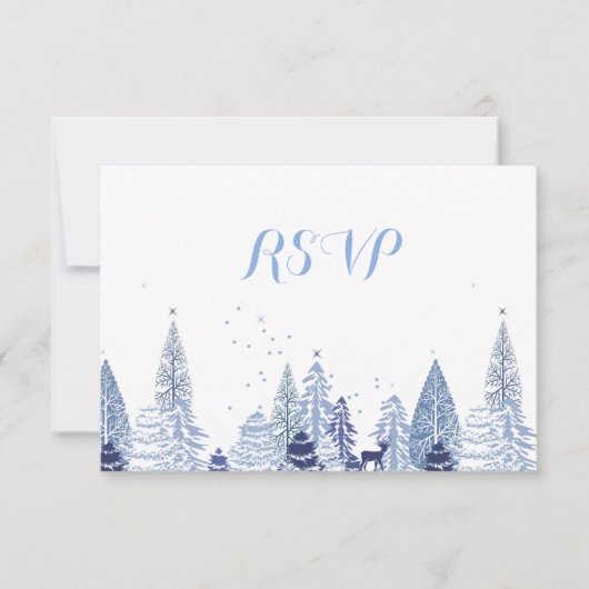 Waterverf Woodland Snowflakes Winter Wedding RSVP (Voorkant)