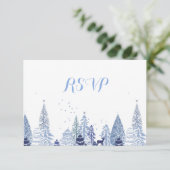 Waterverf Woodland Snowflakes Winter Wedding RSVP (Staand voorkant)