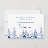 Waterverf Woodland Snowflakes Winter Wedding RSVP (Achterkant)