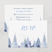 Waterverf Woodland Snowflakes Winter Wedding RSVP (Voorkant / Achterkant)