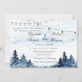 Waterverf Woodland String LightWedding Invitation Kaart (Voorkant)