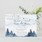 Waterverf Woodland String LightWedding Invitation Kaart (Staand voorkant)