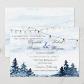 Waterverf Woodland String LightWedding Invitation Kaart (Voorkant / Achterkant)