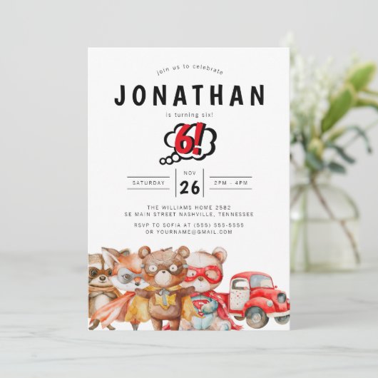 Waterverf Woodland Superhero Verjaardag Kaart (Staand voorkant)