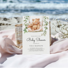 Waterverf Woodland Teddy Bear Baby shower Kaart