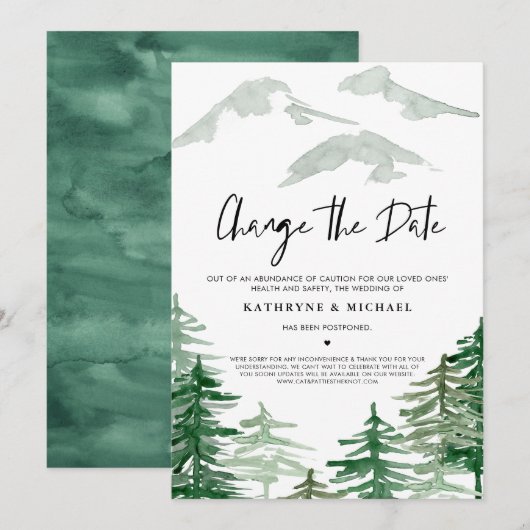 Waterverf Woodland Verander de Datum Uitstel Kaart (Voorkant / Achterkant)