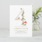 Waterverf Woodland Vierde verjaardagsfeestje Kaart (Staand voorkant)