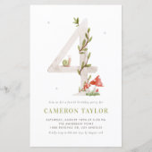 Waterverf Woodland Vierde Verjaardagsuitnodiging (Voorkant)