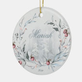 Waterverf Woodland Vredige winter Keramisch Ornament (Links)