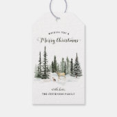 Waterverf Woodland Vrolijk Kerstfeest Cadeaulabel (Achterkant)